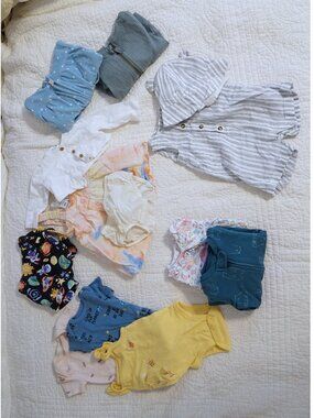 0-6M Infant Baby LOT Onesies Sweatshirts Shorts Outfits Pajamas Carter's
